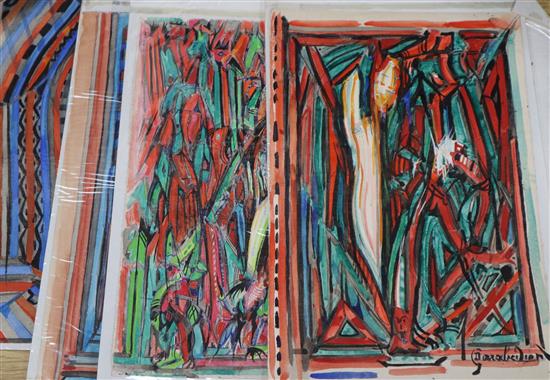 Darian Garabedian, eight unframed watercolours, Abstract figure studies, largest 26 x 20.5in., unframed